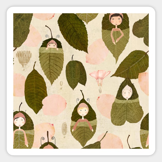 Leaf sleepers pattern Magnet by katherinequinnillustration